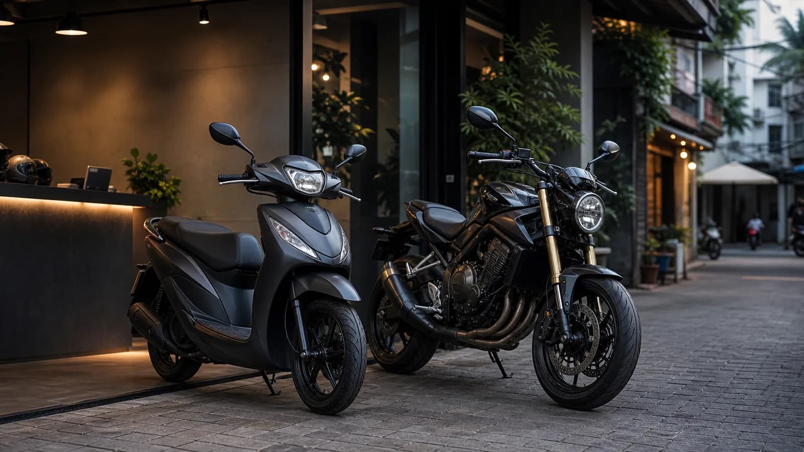Used motorcycle inspection at a garage in Nha Trang