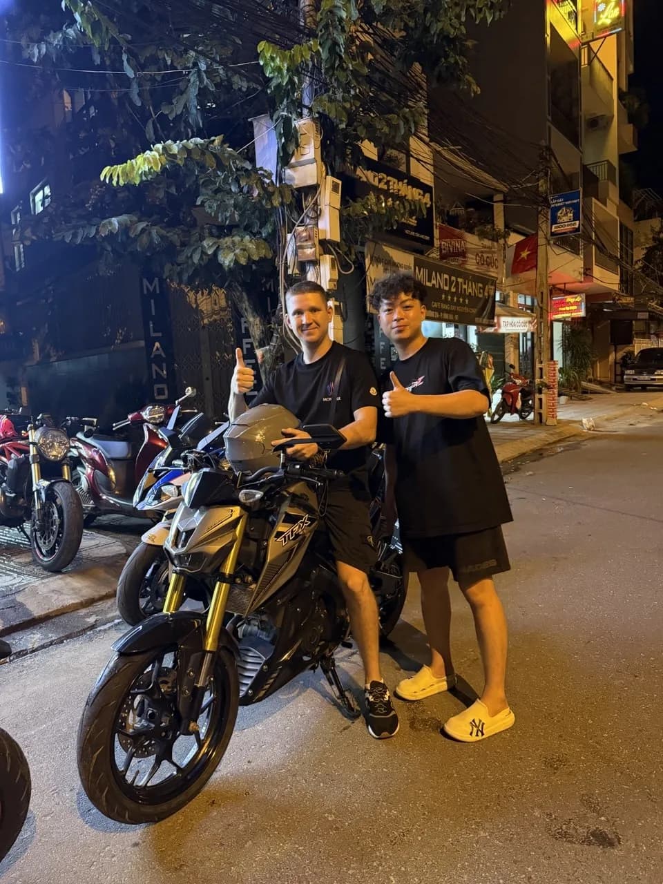 Night motorcycle handover in Nha Trang